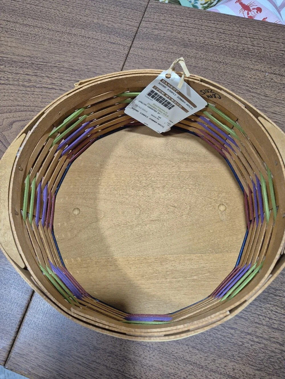 RARE! NWT Longaberger Round Simply Summer Basket With Multi Color Weaving